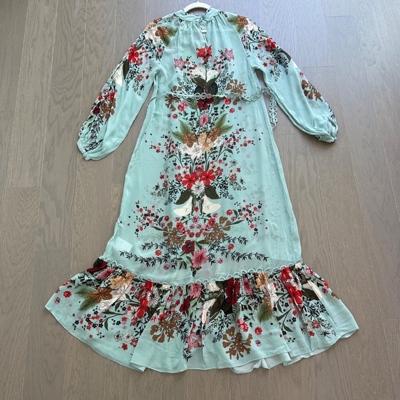 Farm Rio Blue Beauty Bouquet Long Sleeve Maxi Dress Floral - with tags - XXS - Picture 3 of 9